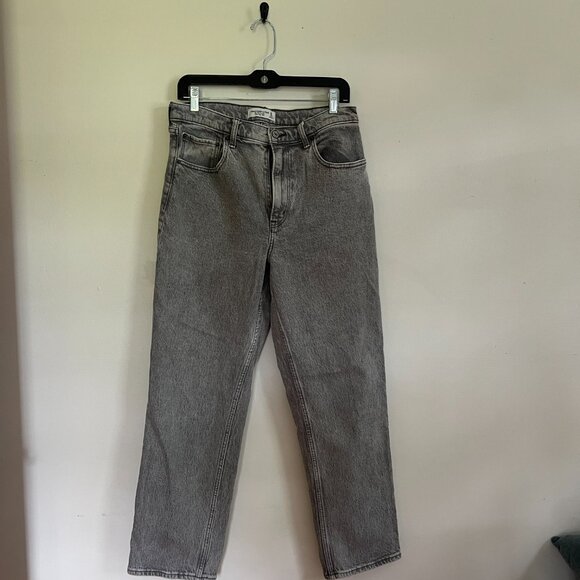 Abercrombie & Fitch gray denim high rise straight leg crop, Size 10 - Picture 6 of 7